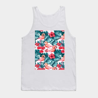 Flamingo birds and tropical garden watercolor Tank Top